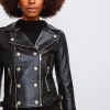 Best Pirce 🧨 Karen Millen Petite Military Leather Biker 😍