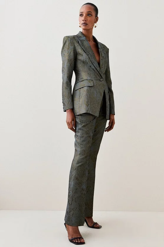 Cheap 🌟 Karen Millen Jacquard Statement Single Breasted Tailored Jacket 🛒 - Image 2