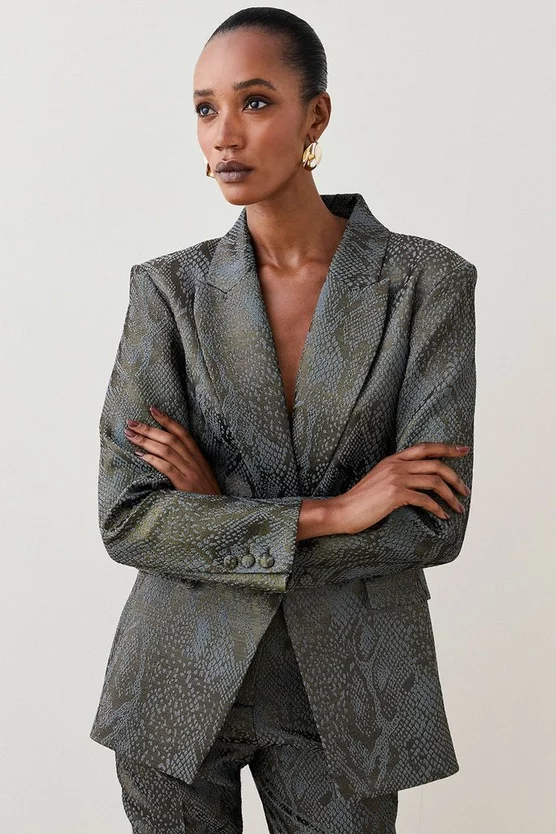 Cheap 🌟 Karen Millen Jacquard Statement Single Breasted Tailored Jacket 🛒 - Image 3