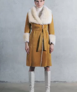 Brand new 🛒 Karen Millen Shearling Cuff & Collar Wrap Belted 🧥 Coat 🎁