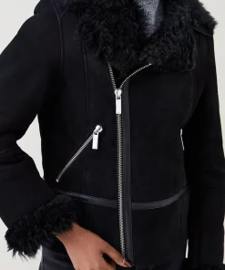 Best deal ❤️ Karen Millen Shearling Collar Zip Front Short Jacket 🧨