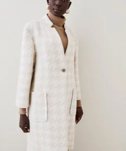 Brand new 😀 Karen Millen Italian Wool Cashmere Over Size 🐕 Dogtooth 🧥 Coat 🔥