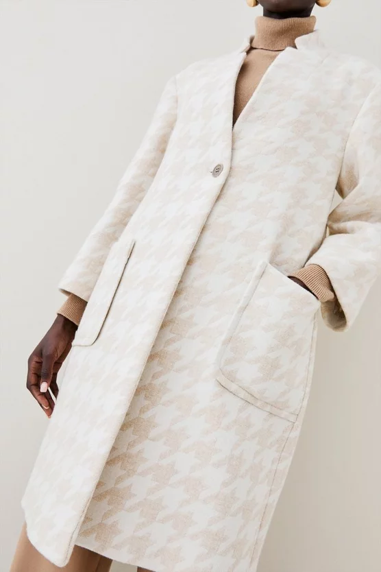 Brand new ๐ Karen Millen Italian Wool Cashmere Over Size ๐ Dogtooth ๐งฅ Coat ๐ฅ - Image 2