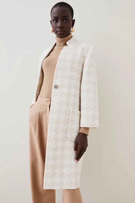 Brand new ๐ Karen Millen Italian Wool Cashmere Over Size ๐ Dogtooth ๐งฅ Coat ๐ฅ - Image 3
