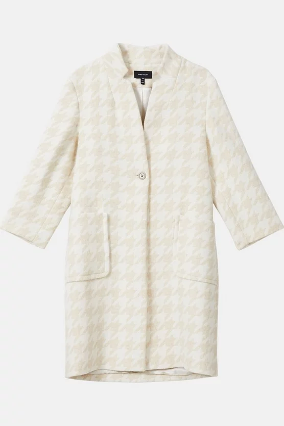 Brand new ๐ Karen Millen Italian Wool Cashmere Over Size ๐ Dogtooth ๐งฅ Coat ๐ฅ - Image 4