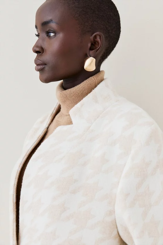 Brand new ๐ Karen Millen Italian Wool Cashmere Over Size ๐ Dogtooth ๐งฅ Coat ๐ฅ - Image 6