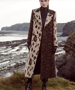 Discount ✨ Karen Millen Italian Wool Blend Animal Mix Jacquard Double Breasted 🧥 Coat 😀