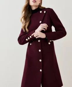 Brand new ⌛ Karen Millen Italian Wool Military Button Up Midi 🧥 Coat ⭐