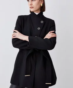 Top 10 ❤️ Karen Millen Italian Wool Mix Wrap Belted Short 🧥 Coat 🎉