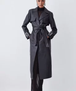Discount 😀 Karen Millen Clean Longline Leather Trench 😀